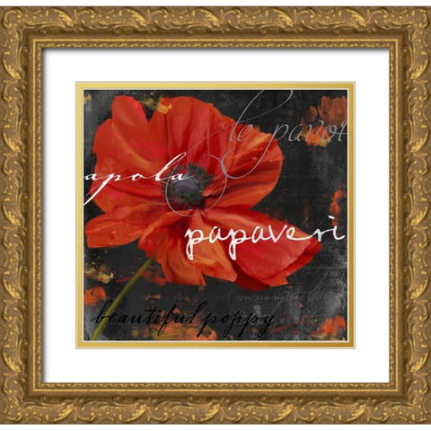 Le Pavot V Gold Ornate Wood Framed Art Print with Double Matting by Sasha