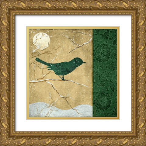 Birds of Winter II Gold Ornate Wood Framed Art Print with Double Matting by Sasha