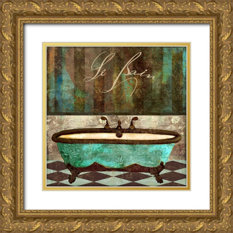 Le Bain Aqua Gold Ornate Wood Framed Art Print with Double Matting by Sasha