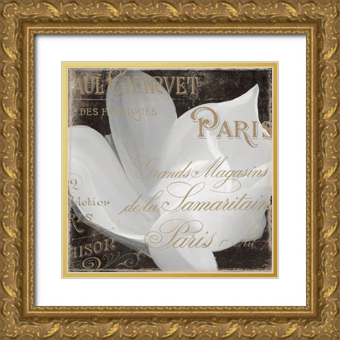 Fleurs Blanc II Gold Ornate Wood Framed Art Print with Double Matting by Sasha