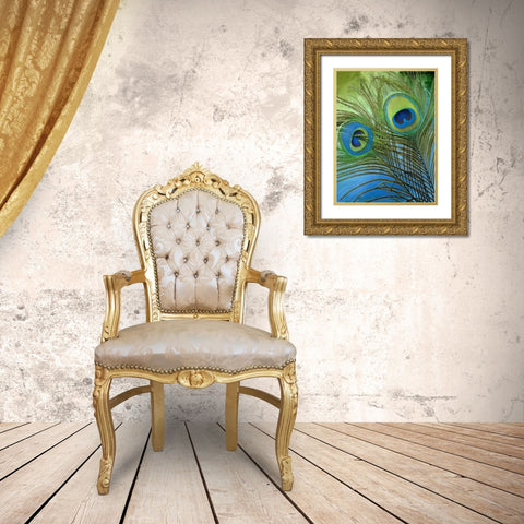 Peacock Candy I Gold Ornate Wood Framed Art Print with Double Matting by Sasha