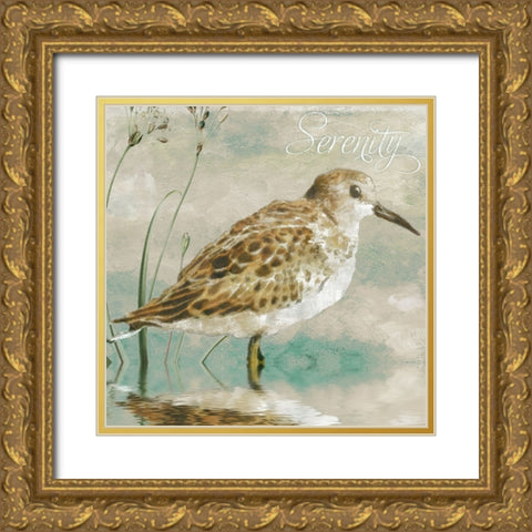 Sand Piper I Gold Ornate Wood Framed Art Print with Double Matting by Sasha