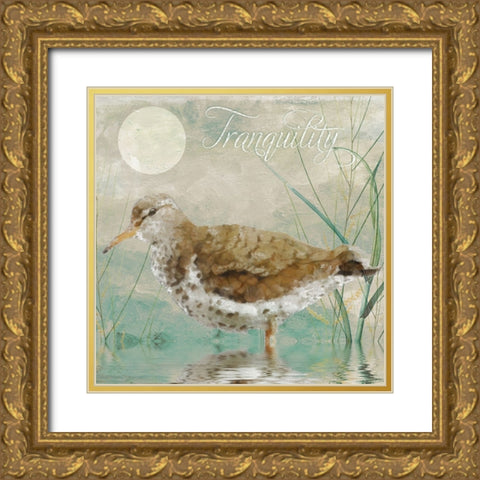 Sand Piper II Gold Ornate Wood Framed Art Print with Double Matting by Sasha