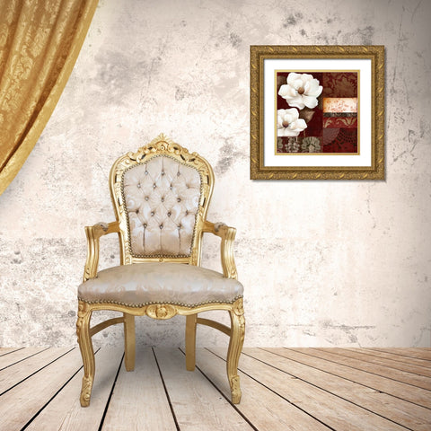 Flores Blancas III Gold Ornate Wood Framed Art Print with Double Matting by Sasha