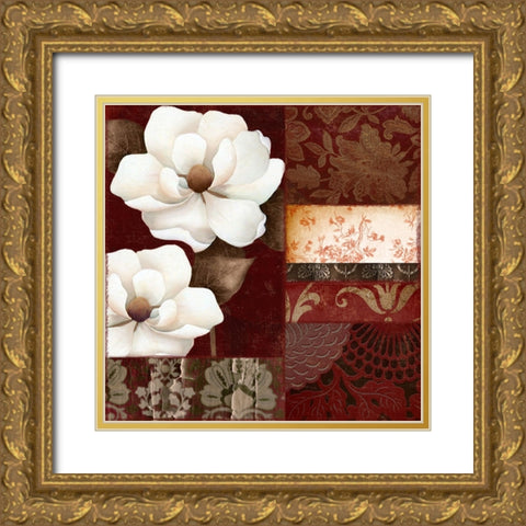 Flores Blancas III Gold Ornate Wood Framed Art Print with Double Matting by Sasha