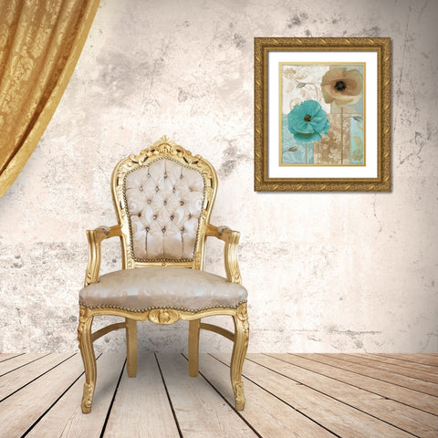 Beach Poppies I Gold Ornate Wood Framed Art Print with Double Matting by Sasha