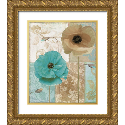 Beach Poppies I Gold Ornate Wood Framed Art Print with Double Matting by Sasha