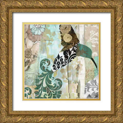 Hummingbird Batik I Gold Ornate Wood Framed Art Print with Double Matting by Sasha