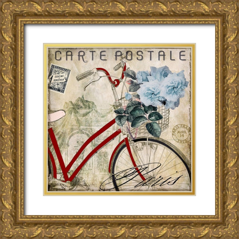 Postale Paris II Gold Ornate Wood Framed Art Print with Double Matting by Sasha