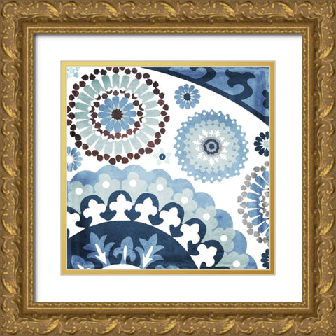 Moroccan Blues I Gold Ornate Wood Framed Art Print with Double Matting by Sasha