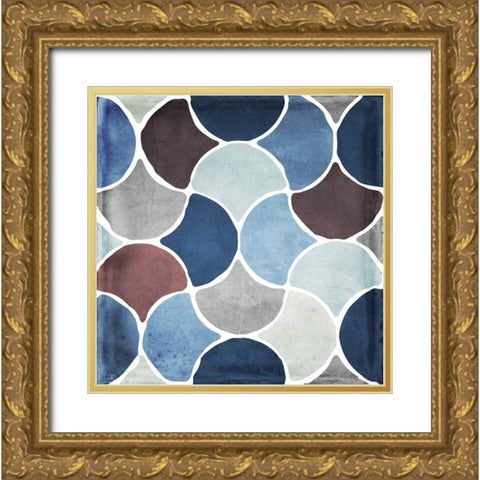 Moroccan Blues II Gold Ornate Wood Framed Art Print with Double Matting by Sasha