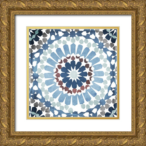 Moroccan Blues IV Gold Ornate Wood Framed Art Print with Double Matting by Sasha