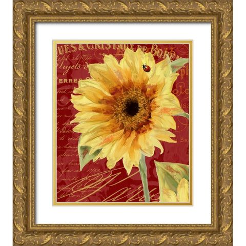 Ete Lady Bug Gold Ornate Wood Framed Art Print with Double Matting by Sasha