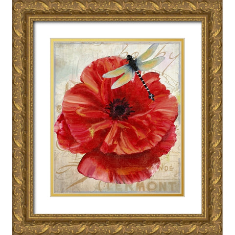 Le Pavot Dragonfly Gold Ornate Wood Framed Art Print with Double Matting by Sasha