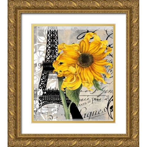 Paris Blanc Gold Ornate Wood Framed Art Print with Double Matting by Sasha