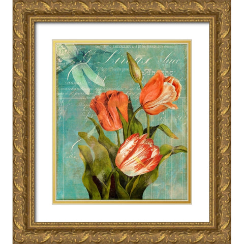 Tulips Ablaze III Gold Ornate Wood Framed Art Print with Double Matting by Sasha