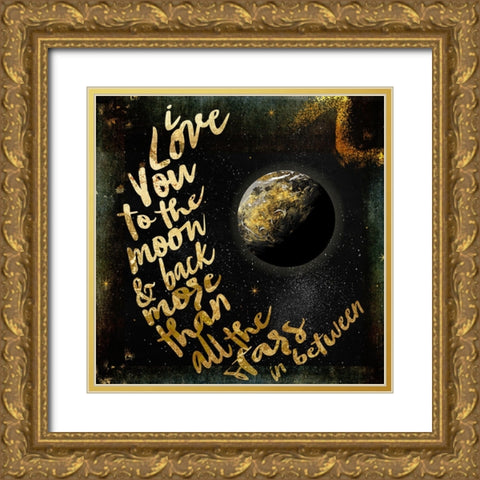 Moon and Back I Gold Ornate Wood Framed Art Print with Double Matting by Sasha