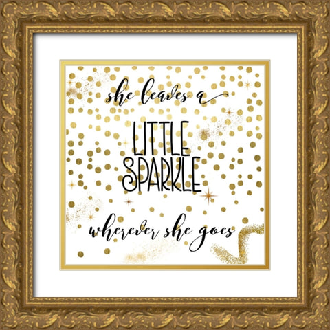 Sparkle Gold Ornate Wood Framed Art Print with Double Matting by Sasha