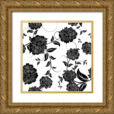 Ceil Jaune Pattern 1 Gold Ornate Wood Framed Art Print with Double Matting by Sasha