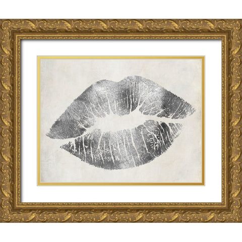 Hollywood Kiss Silver Gold Ornate Wood Framed Art Print with Double Matting by Sasha