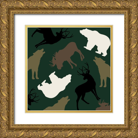 Animal Crackers II Gold Ornate Wood Framed Art Print with Double Matting by Sasha