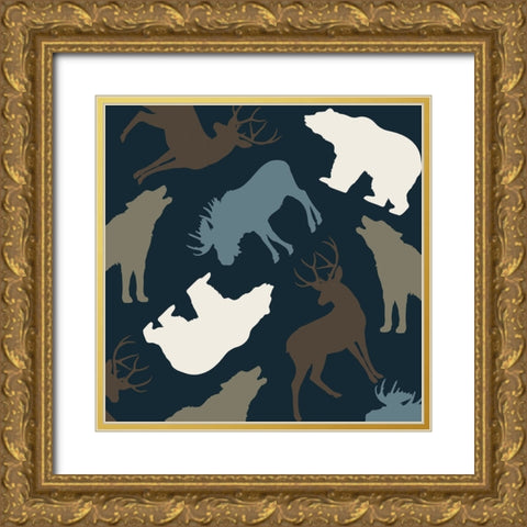 Animal Crackers III Gold Ornate Wood Framed Art Print with Double Matting by Sasha