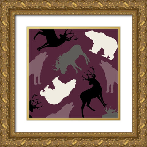 Animal Crackers IV Gold Ornate Wood Framed Art Print with Double Matting by Sasha