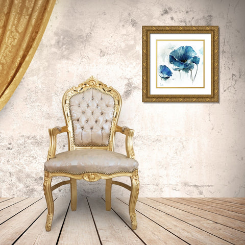 Sky Poppies I Gold Ornate Wood Framed Art Print with Double Matting by Sasha
