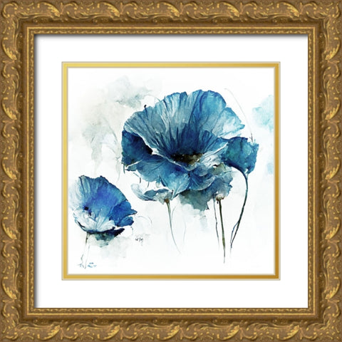 Sky Poppies I Gold Ornate Wood Framed Art Print with Double Matting by Sasha