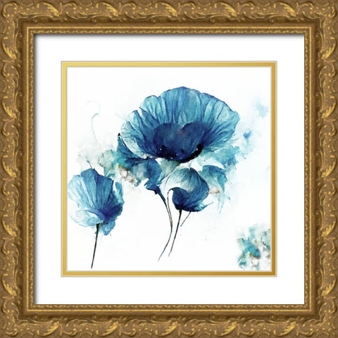 Sky Poppies III Gold Ornate Wood Framed Art Print with Double Matting by Sasha
