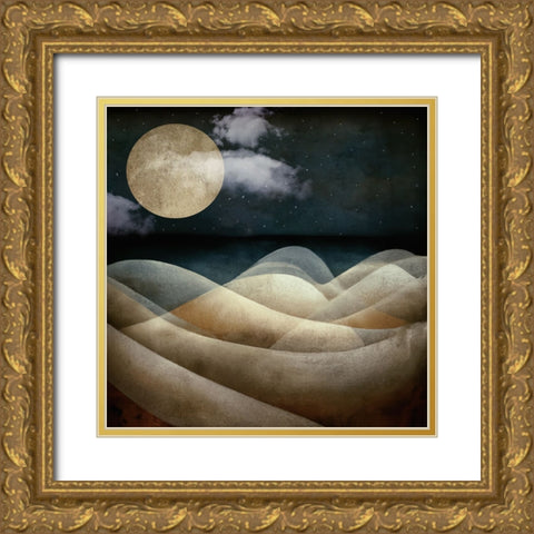 The Moon the Sea Gold Ornate Wood Framed Art Print with Double Matting by Sasha