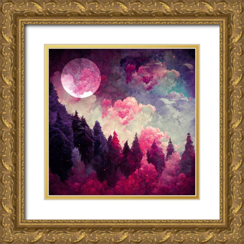 Impossible Forest Gold Ornate Wood Framed Art Print with Double Matting by Sasha