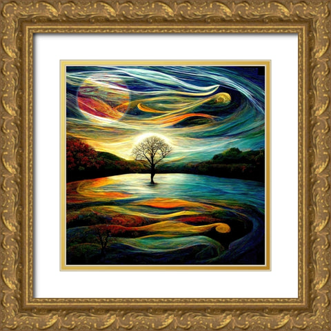 Madame Moon II Gold Ornate Wood Framed Art Print with Double Matting by Sasha