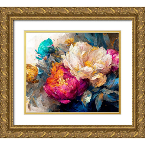 Peony Opera II Gold Ornate Wood Framed Art Print with Double Matting by Sasha