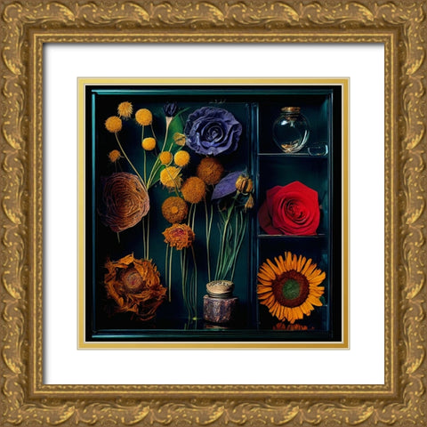 Dried Flowers II Gold Ornate Wood Framed Art Print with Double Matting by Sasha
