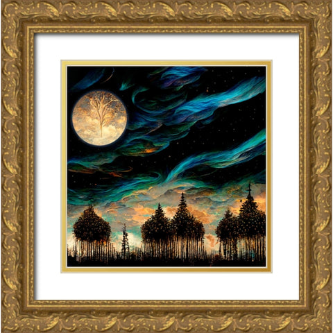 Fairy Forest III Gold Ornate Wood Framed Art Print with Double Matting by Sasha