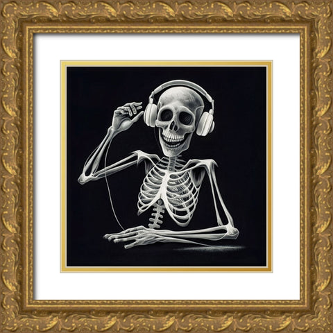 Skeleton VII Gold Ornate Wood Framed Art Print with Double Matting by Sasha