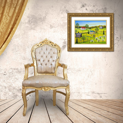Apple Blossom Time Gold Ornate Wood Framed Art Print with Double Matting by Mark, Sharon