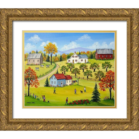 By the Apple Orchard Gold Ornate Wood Framed Art Print with Double Matting by Mark, Sharon