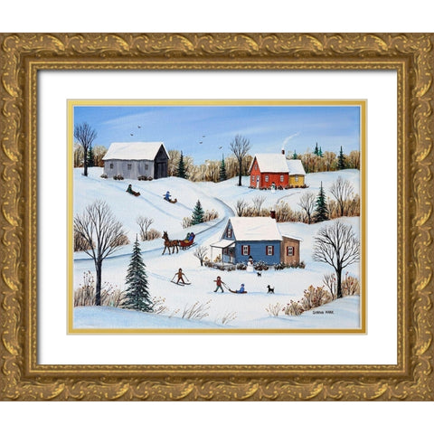 Country Road Gold Ornate Wood Framed Art Print with Double Matting by Mark, Sharon