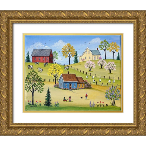 Everythings Blooming Gold Ornate Wood Framed Art Print with Double Matting by Mark, Sharon