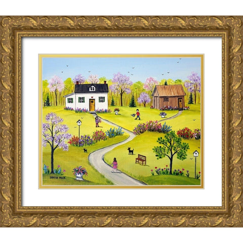 Flower Garden Gold Ornate Wood Framed Art Print with Double Matting by Mark, Sharon