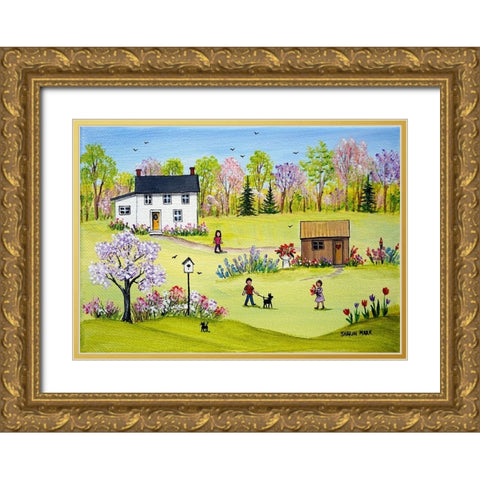 In the Garden Gold Ornate Wood Framed Art Print with Double Matting by Mark, Sharon