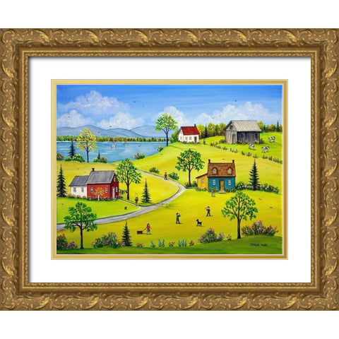 Lake Road Gold Ornate Wood Framed Art Print with Double Matting by Mark, Sharon