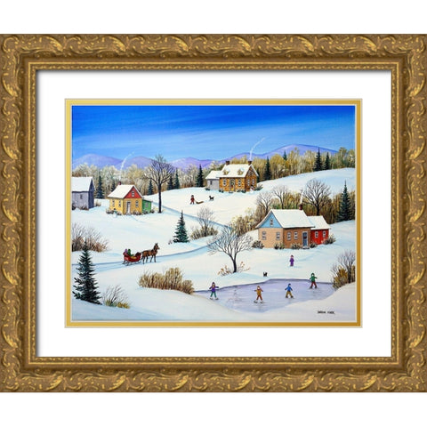 Little Homesteads Gold Ornate Wood Framed Art Print with Double Matting by Mark, Sharon