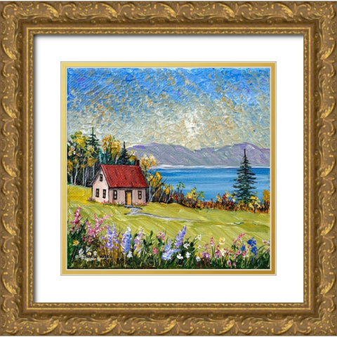 Little House by the Water Gold Ornate Wood Framed Art Print with Double Matting by Mark, Sharon