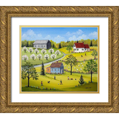 Orchard Blossoms Gold Ornate Wood Framed Art Print with Double Matting by Mark, Sharon