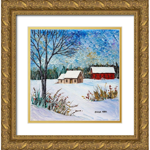 Snow Drift Gold Ornate Wood Framed Art Print with Double Matting by Mark, Sharon