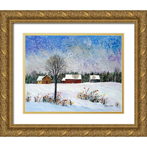 Snow Field Gold Ornate Wood Framed Art Print with Double Matting by Mark, Sharon