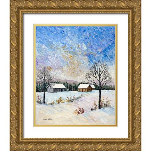 Snowscape Gold Ornate Wood Framed Art Print with Double Matting by Mark, Sharon